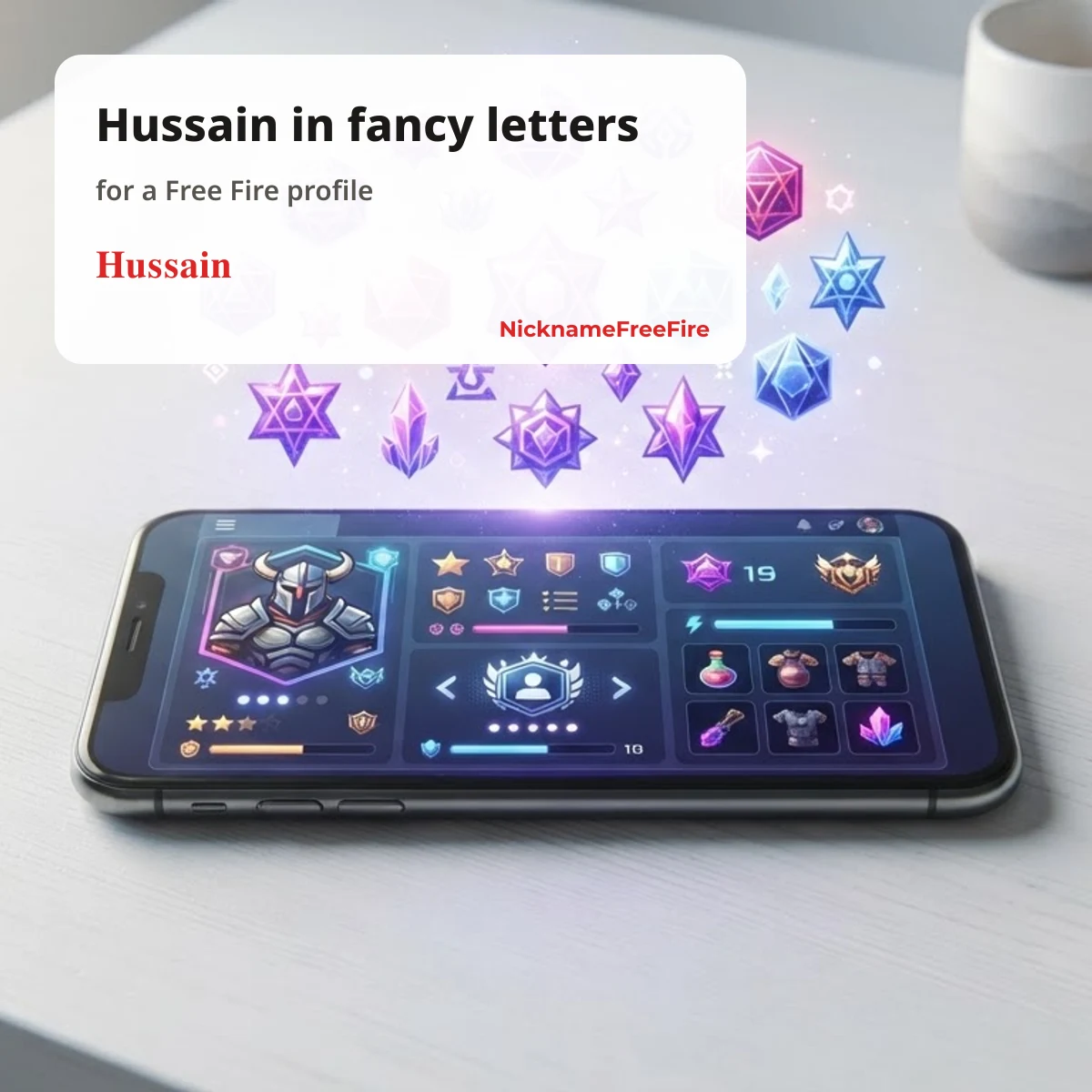 Hussain name in fancy letters for Free Fire