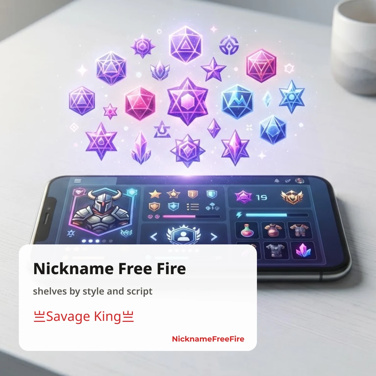 Nickname Free Fire library shelves by style and script